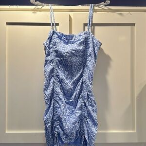 Garage Double Ruched Bodycon Dress - Medium - Grapemist Spring Floral